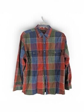 Bit & Bridle Multicolor Plaid Snap Front Shirt Sz.L